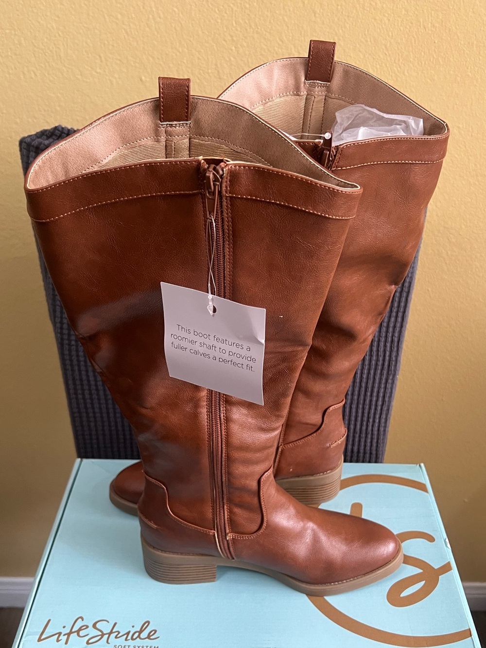 LifeStride Bridget Knee High Wide Calf Riding Boots. Walnut. Sz: 9 M. NEW. - Picture 6 of 8